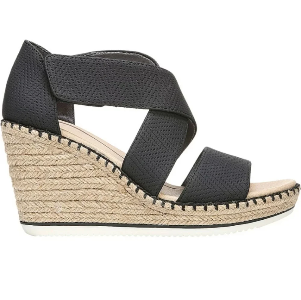 Dr Scholls "Vacay" Strappy Jute Wedge Size 8 Black - Picture 10 of 10